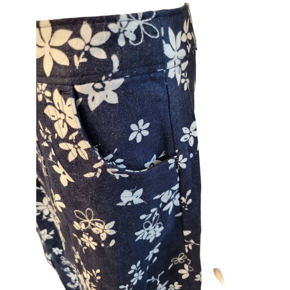 Christopher & Banks Womens Size 6 Blue Calf-Length Skirt with White Floral Patte - Picture 3 of 9